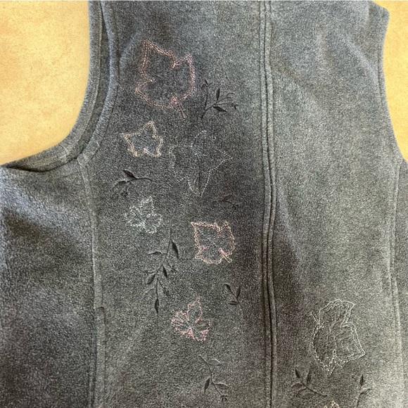 Northern Reflections Dark Blue Embroidered Fleece Vest - Picture 6 of 12